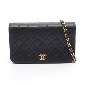 CHANEL Shoulder Bag Matelasse Full Flap Black Lambskin Matelasse Push Lock
